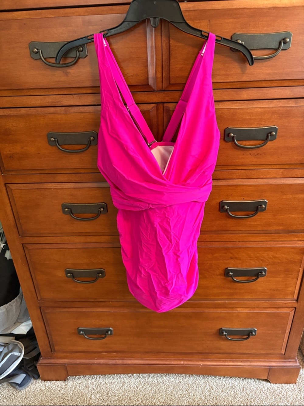 Women’s Fuchsia Tankini top Swimwear — Classic Draped V-Neck
